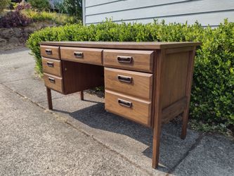 Mid Century Modern Five Drawer Desk 56" Long