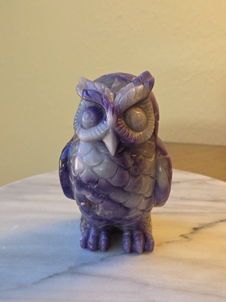 2.5 Lb (1127g) Lepidolite?/Dream Amethyst? (Not Sure) Owl  Quartz Crystal  - A Little Druzy 