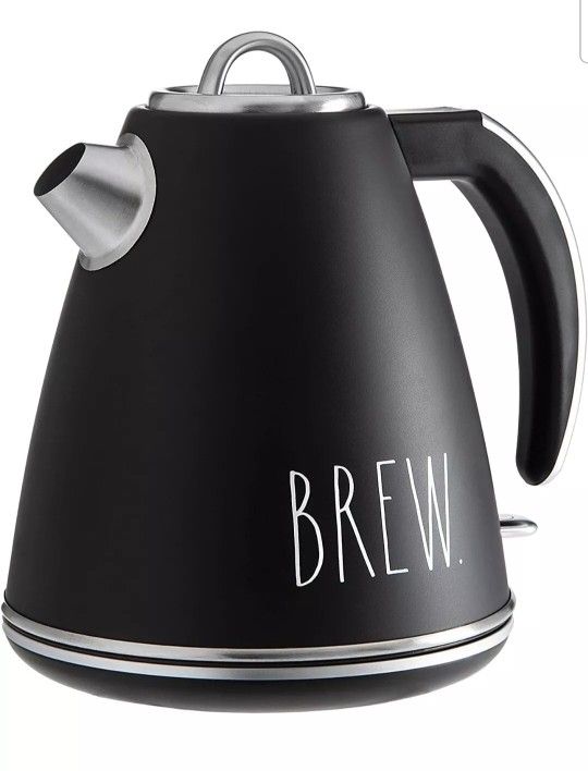 RAE DUNN New Electric Water Kettle 1.5 L Tea BREW Black Stainless Steel New