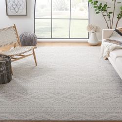 SAFAVIEH Tulum Collection 9' Square Ivory/Light Grey TUL272G Moroccan Boho Tribal Non-Shedding Living Room Dining Bedroom Area Rug  Brand new 