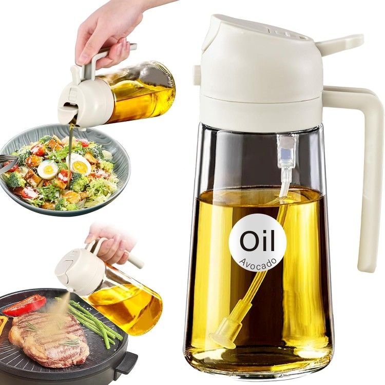2-in-1 Glass Olive Oil Sprayer & Dispenser, 470ml – Kitchen Gadget for Air Fryer, Salad & BBQ