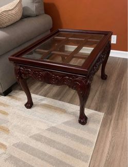 Cherry Wood Glass Top Coffee Table