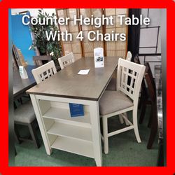 ✨ 5pcs Counter Height Table Set