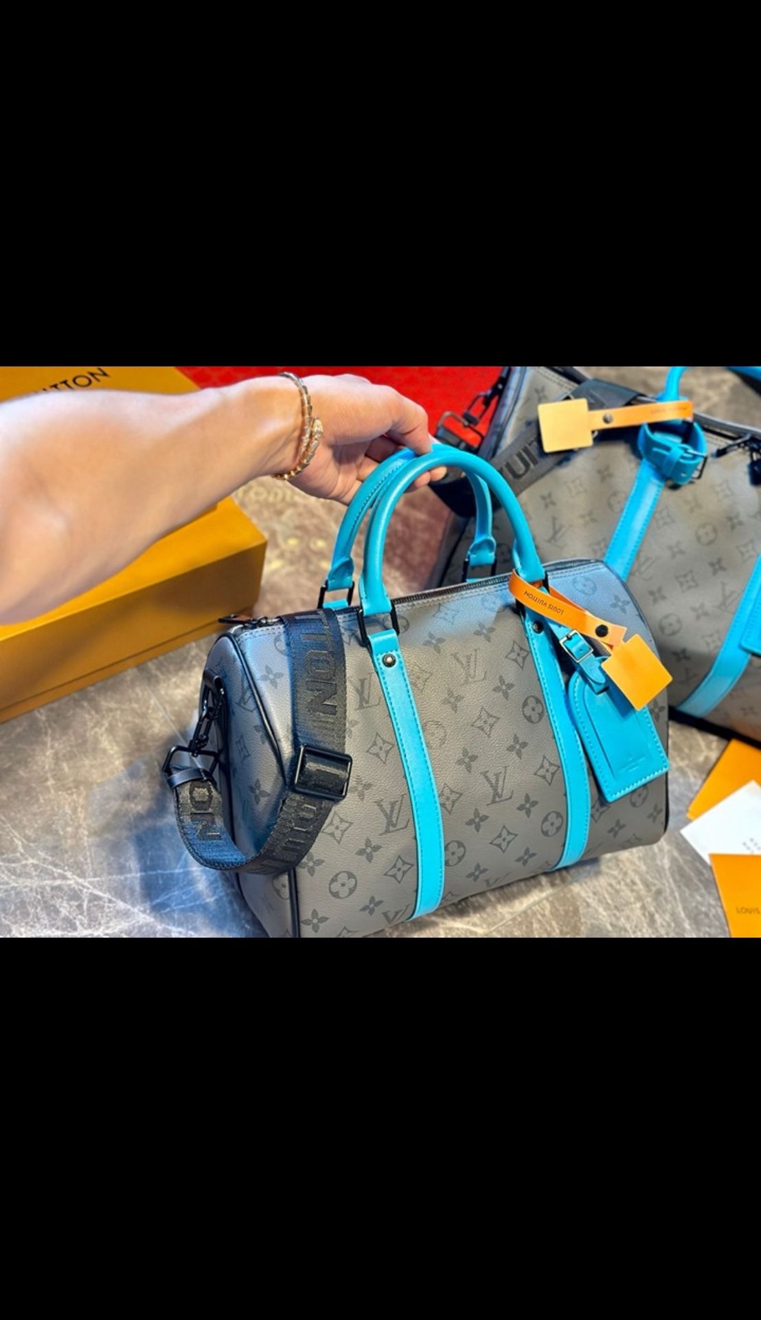 Louis Vuitton Tote – Turquoise, Gray & Black