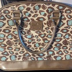 Hello Kitty Sanrio Purse Cheetah Pattern Patent Leather 