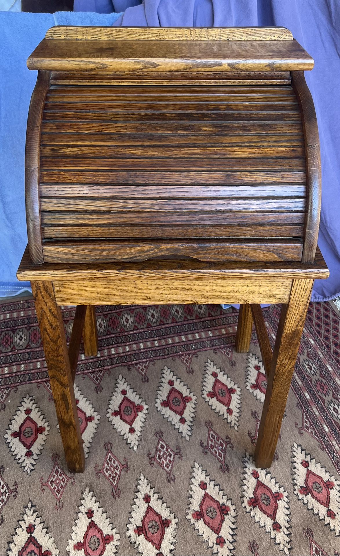 Antique Solid Oak Roll Top Childs Desk 