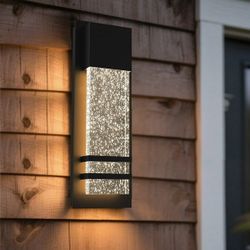 Cedar Hill 470 Lumen 14-in H Black Hardwired Integrated LED Outdoor Wall Light