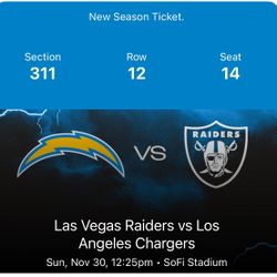Raiders VS Chargers Sunday 11/30