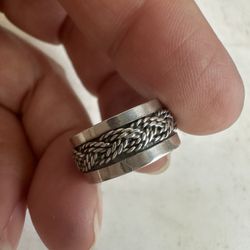 Vintage 925 Sterling Silver Braided Band Ring -size 5.5 , Hallmarked In Photos