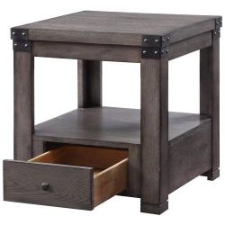 Clearance Sale Melville Ash Gray Wood End Bedside Table Nightstand