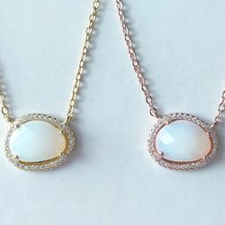 Moonstone Necklace In Gold And Rose Gold (Lowered Price)