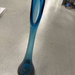 Art Glass / Glass Vase / Blue Glass / Green Glass / 10.25 Inch / Bud Vase / Swung Glass