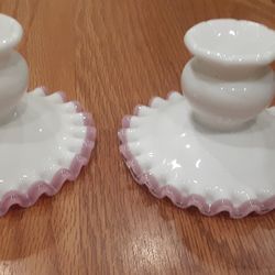 Fenton Apple Blossom Candle Holders