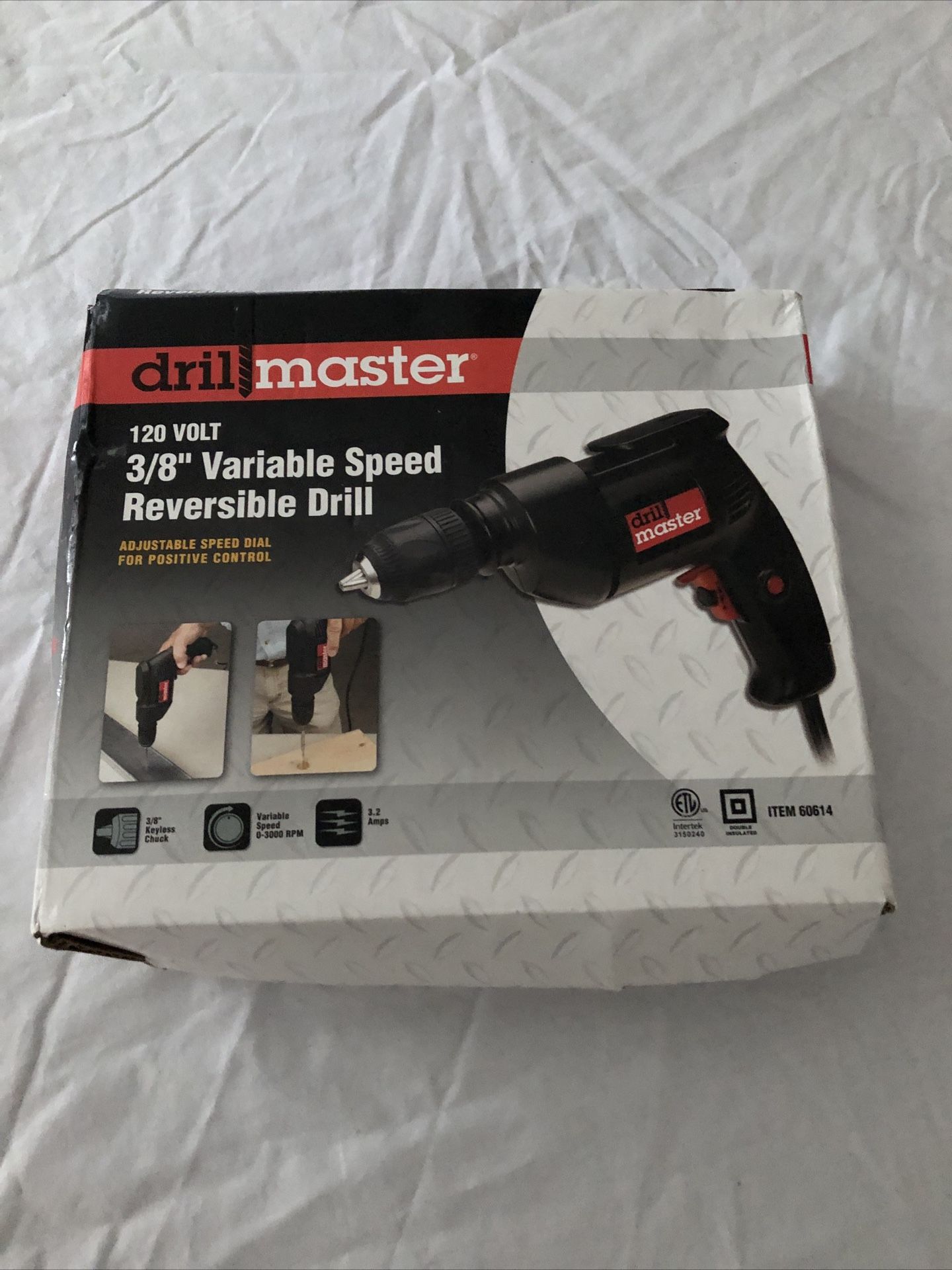 Drillmaster 3/8’” Variable Speed Reversible Corded Drill - NEW