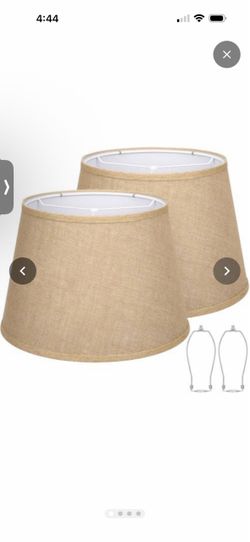 Large Drum Lamp Shades Set of 2, 12"Top x 16"Bottom x 11"High, Brown Linen