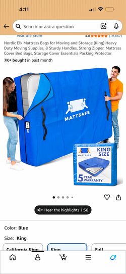 King mattress bag for moving and storage