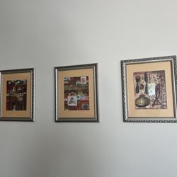 Modern Wall Art Glass Frames - 3 Pieces