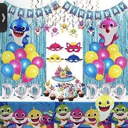 77Pcs Shark Party Supplies for Baby Shark Theme Birthday