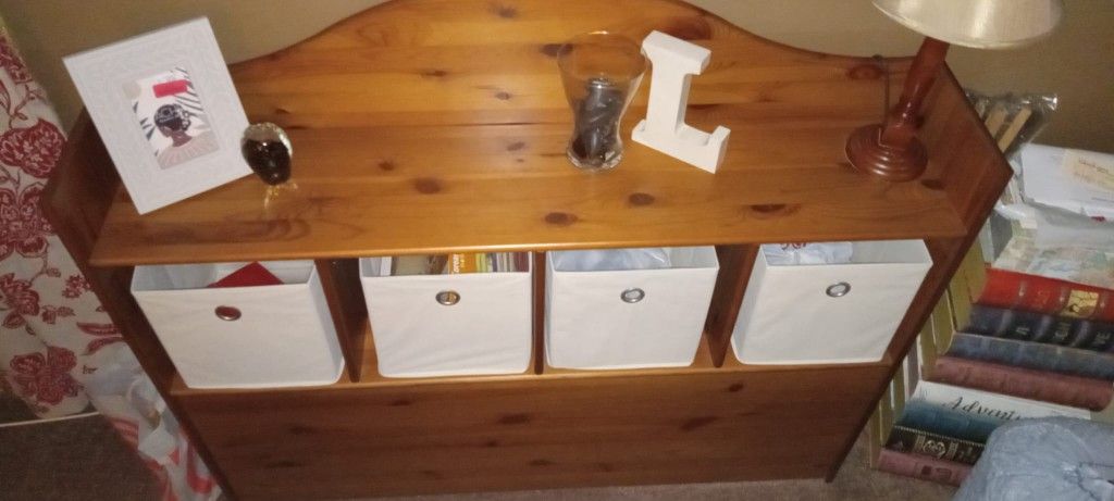 Vintage Full Size Solid Wood Headboard with Storage