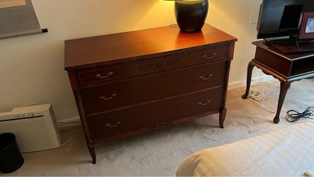 Vintage Wood Dresser with Brass Hardware