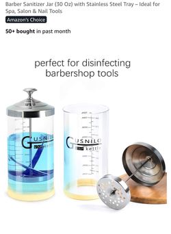 Gusnilo Barber Sanitizer Jar with Stainless Steel Tray