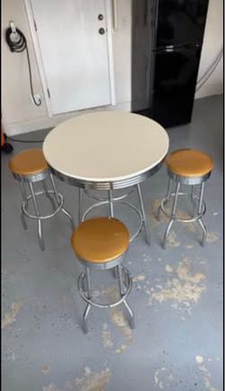Retro 4-Piece Diner Pub Table and Bar Stool Set