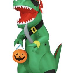 GOOSH 7 FT Tall Halloween Inflatables Outdoor Pirate Dinosaur, Blow Up Yard Decoration with LED Lights