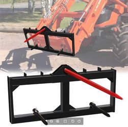 49 Inch Tractor Hay Spear Attachment 3000LBS Spike Skid Steer Quick Attach Bobcat Tractors with 1pc Red Hay Spear + 2pcs Black Stabilizer Spears Spike