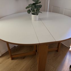 Space Saving Table Seats 4 White And Honey Colored Wood