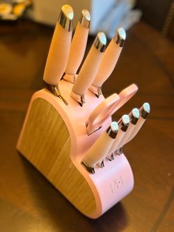 Paris Hilton 10-Piece Heart-Shaped Knife Block Set (Pink & Gold Titanium)