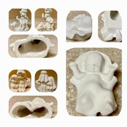 3 Pieces Set Of Ceramic Bisque Ready To Paint