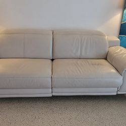 White Leather Reclining Sofa - Free