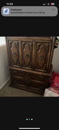 Wooden dresser Heavy Brown Wardrobe Drawers Shelves Armoire Cabinet
