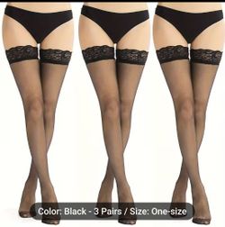 NEW not Worn, 3 Pack Of Sheer Stockings Thigh High Garter Tights
