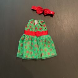 Christmas Doll Clothes Party Dress And Sparkle Bow Set For Our Generation Or American Girl Dolls  