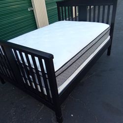 FULL BED FRAME WITH BOX SPRING AND MATTRESS 