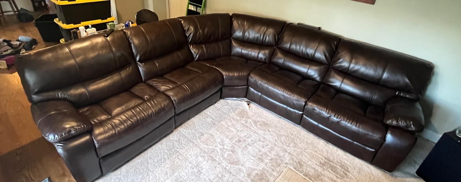 Electronic Recline Sectional (tall And Brown)