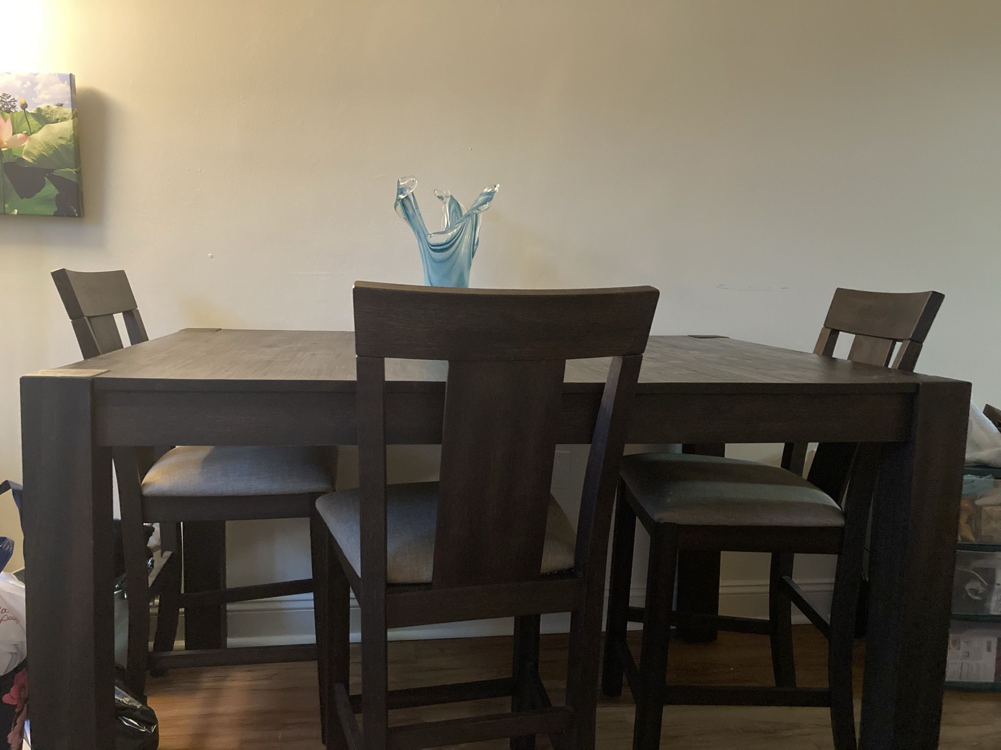 Bob’s Furniture Summit 42 x 78 6-Piece Counter Dining Set With Storage Bench Espresso Brown