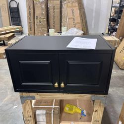 Metal Storage Cabinet with Doors, Small Armoire Wardrobe Closet, Black Storage Wall Cabinet, 15" Tall Clothing Cabinets, Steel Overhead Wardrobe for B