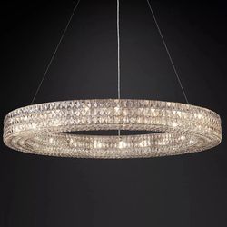 Crystal Glass Spiridon Round Chandelier 59" For Dinning Room