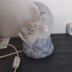 Vtg 90s Teddy Bear Sleeping On Moon Night Light