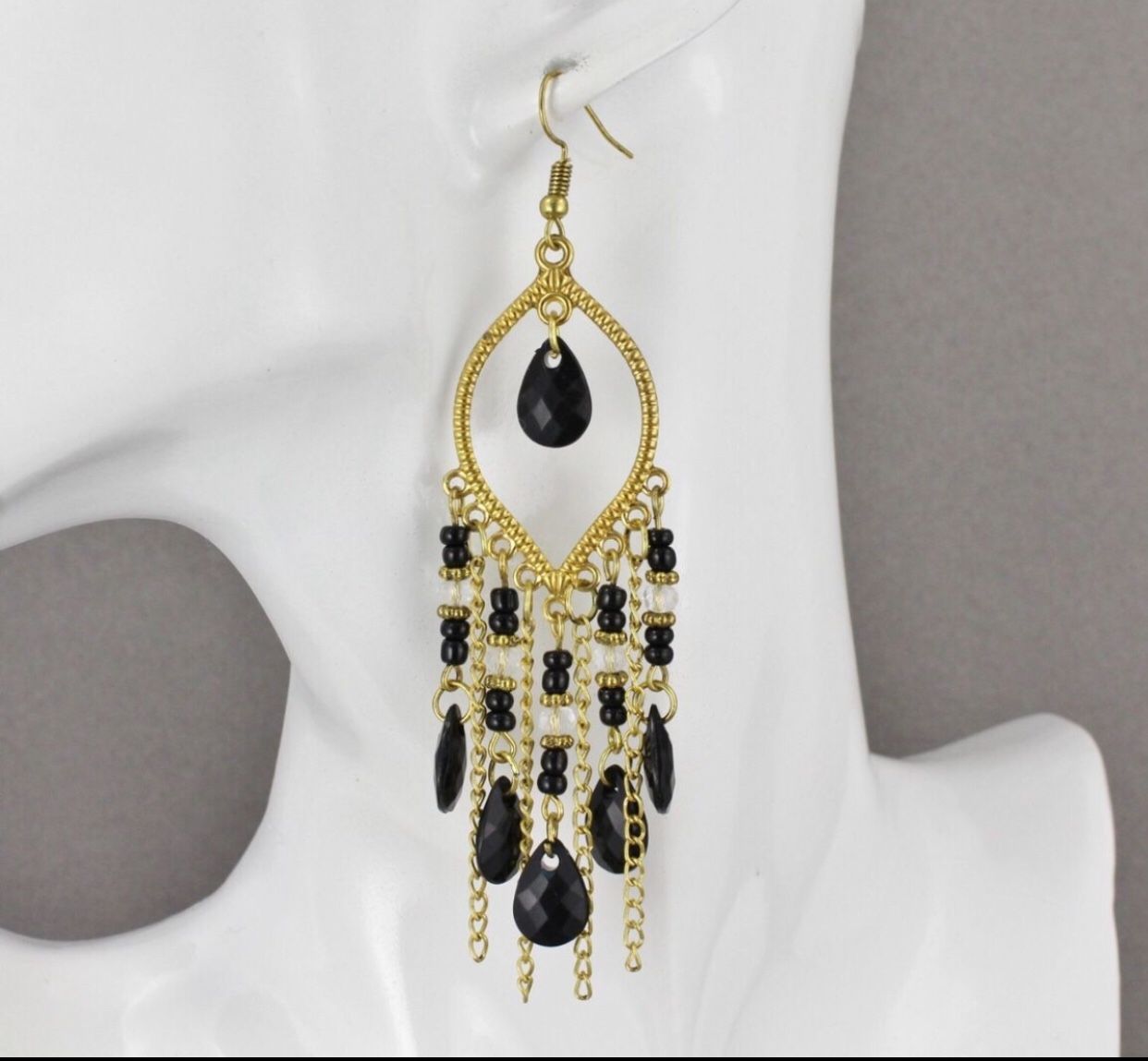 New Dangle Beaded Earrings. $8 Ea . Black Or Turquoise 