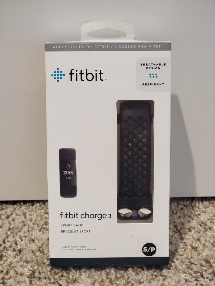 Fitbit Charge 3 Sport Band Bracelet, Black, Small