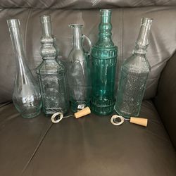 Colored Vintage Bottles W/ Light Corks