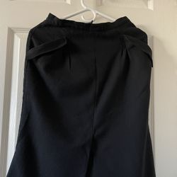 Vintage Women’s Size 10 Medium Black Wool A Line Midi Skirt High Waist Pleated