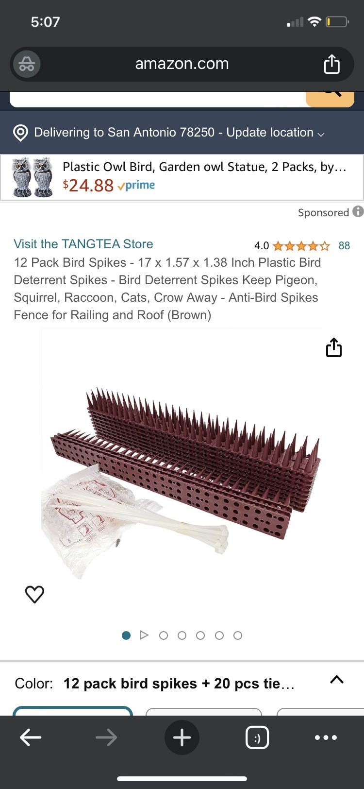 12 Pack Bird Spikes - 17 x 1.57 x 1.38 Inch Plastic Bird Deterrent Spikes