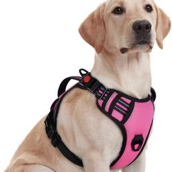 NWOT Rabbitgo Dog Harness With 2 Leash Clips Reflective, Adjustable, Soft Padded, L
