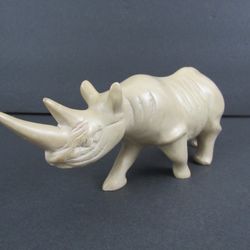 African Rhinoceros Hand Crafted Soapstone Folk Art Sculpture 8" Length


