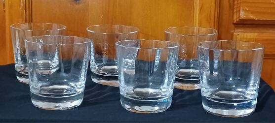 Set of 6 Baccarat CAPRI OPTIC Crystal Large Double Old Fashioned Glasses 4.25"