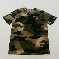 Under Armour Heatgear Athletic T Shirt Mens Large Green Camouflage Loose Fit